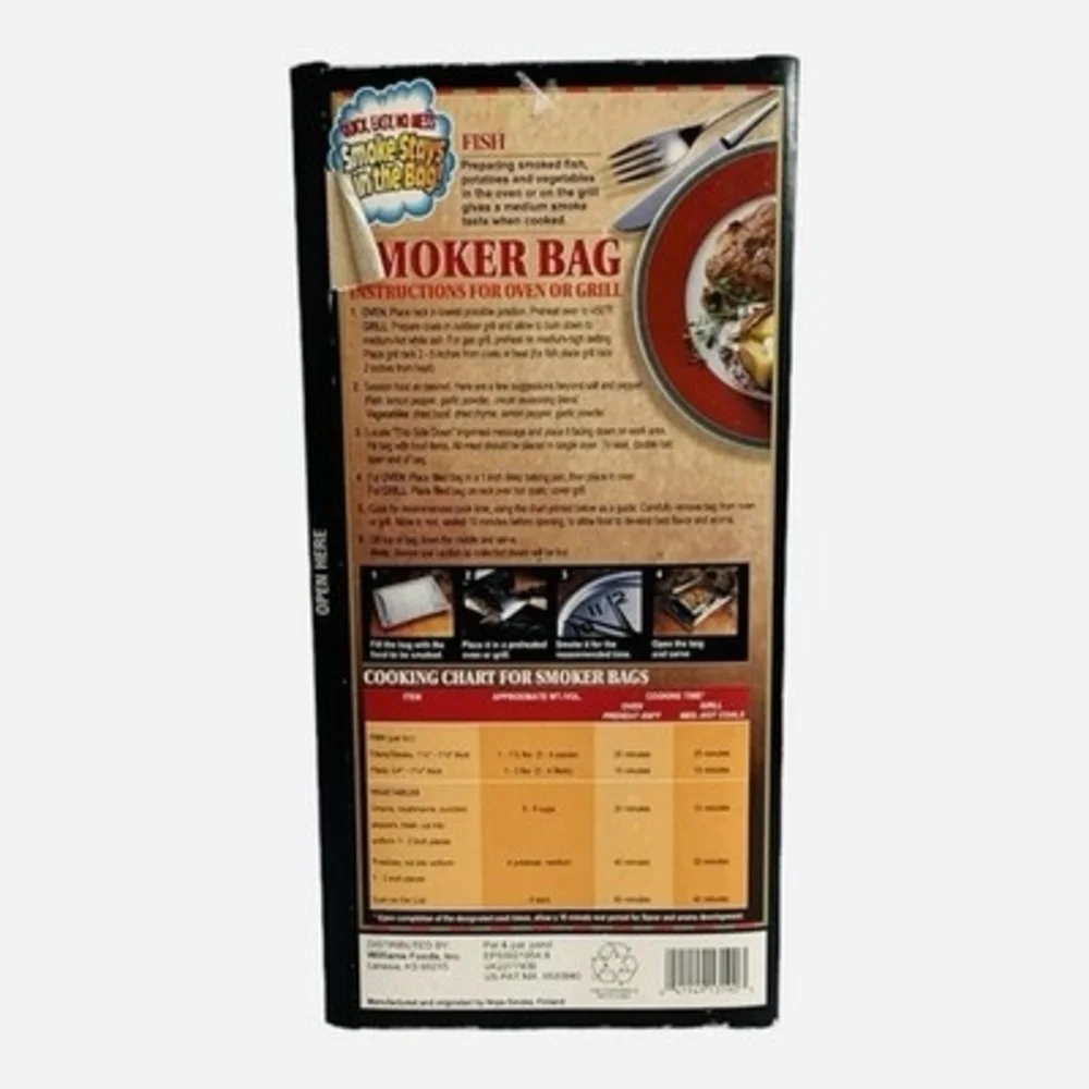 Williams Smoker Bag Alder Wood Chips Fish Oven Grill Cooking NIB Finland